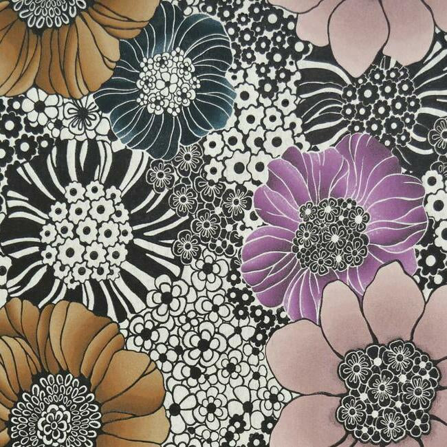 Abstract Black and White Anemone Pattern Washi Tape, Ameba Fabric Paper  Tape, Black and White Floral Journal Tape BBB Supplies R-RBV010 