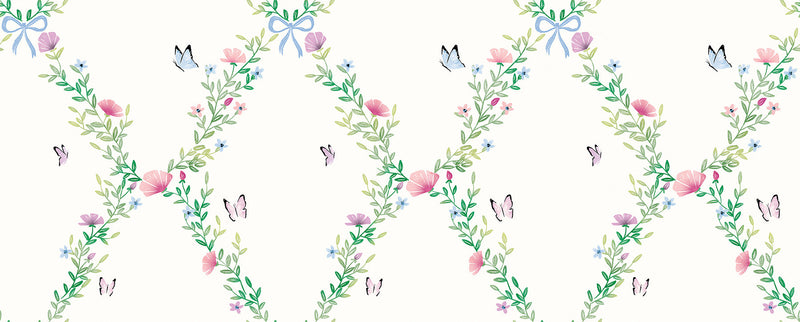 Butterfly Lattice Peel and Stick Mural Peel and Stick Mural 750 Home Mural Ivory 