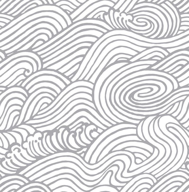Mare Wave Wallpaper Wallpaper A-Street Prints Double Roll Grey 