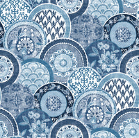 Laguna Coral Plate Wallpaper Wallpaper A-Street Prints Double Roll Blue 