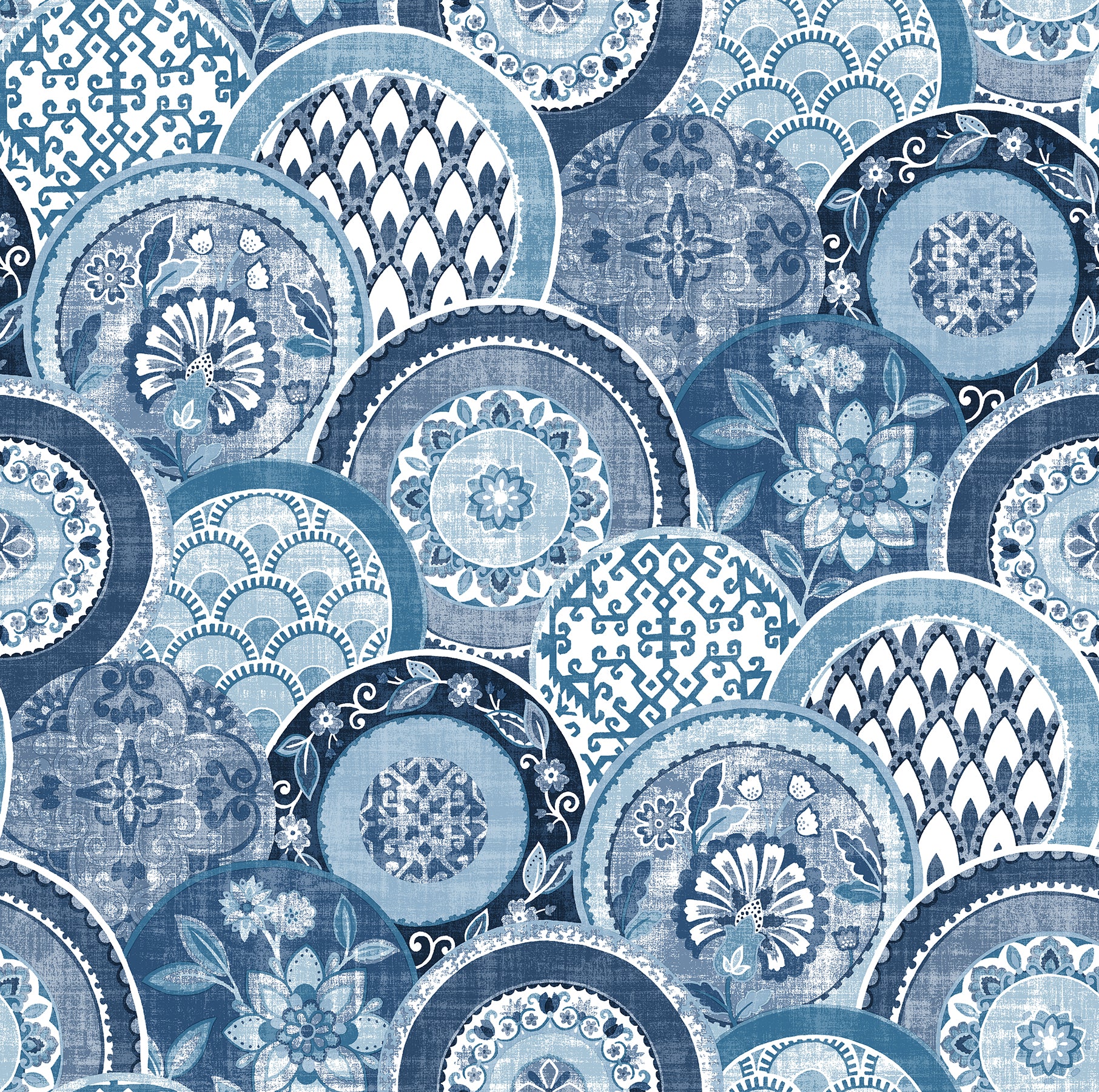 Laguna Coral Plate Wallpaper Wallpaper A-Street Prints Double Roll Blue 