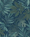Nocturnum Leaf Wallpaper Wallpaper A-Street Prints Double Roll Blue 