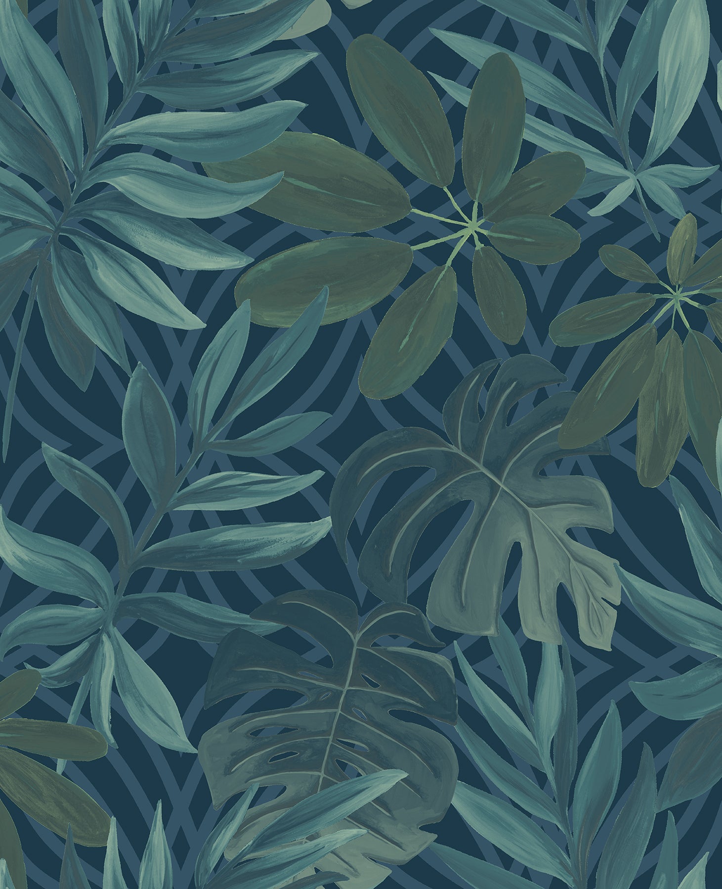 Nocturnum Leaf Wallpaper Wallpaper A-Street Prints Double Roll Blue 