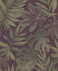 Nocturnum Leaf Wallpaper Wallpaper A-Street Prints Double Roll Maroon 
