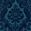 Shadow Flocked Damask Wallpaper Wallpaper A-Street Prints Double Roll Blue 
