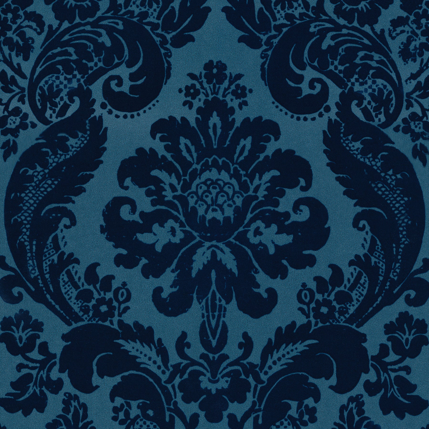 Shadow Flocked Damask Wallpaper Wallpaper A-Street Prints Double Roll Blue 