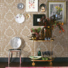 Shadow Flocked Damask Wallpaper Wallpaper A-Street Prints   