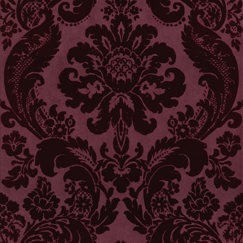 Shadow Flocked Damask Wallpaper Wallpaper A-Street Prints Double Roll Merlot 