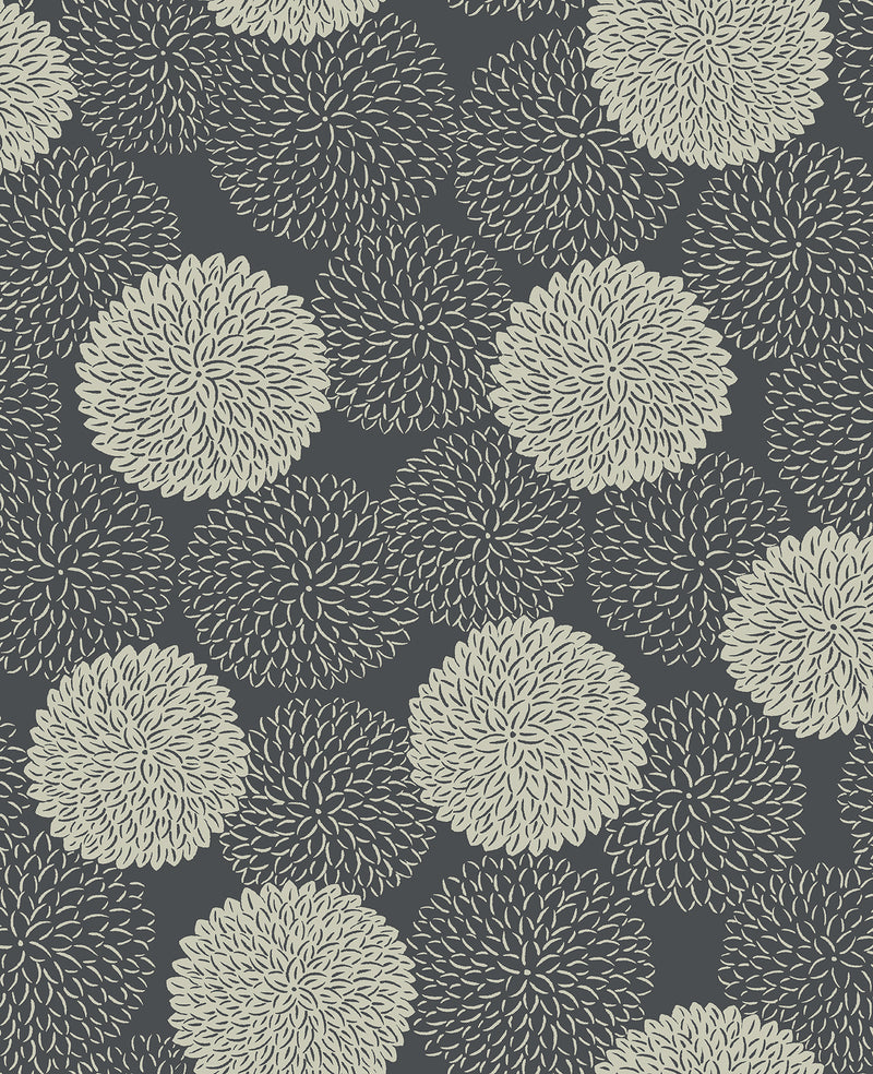 Blithe Floral Wallpaper Wallpaper A-Street Prints Double Roll Charcoal 