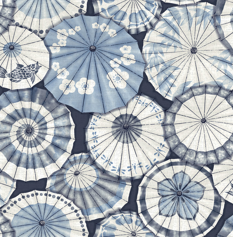 Mikado Parasol Wallpaper Wallpaper A-Street Prints Double Roll Blue 