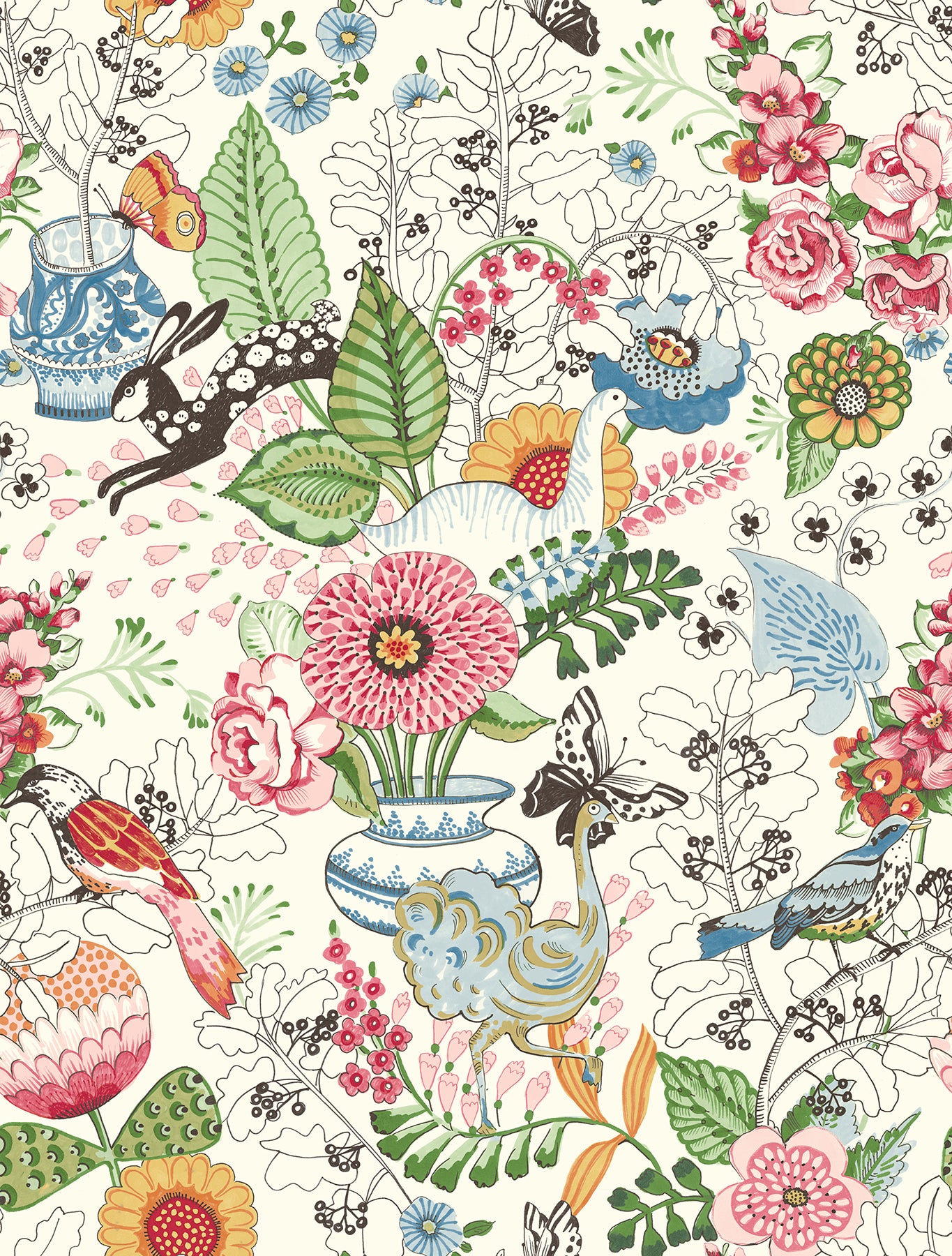 Whimsy Fauna Wallpaper Wallpaper A-Street Prints Double Roll Multicolor 