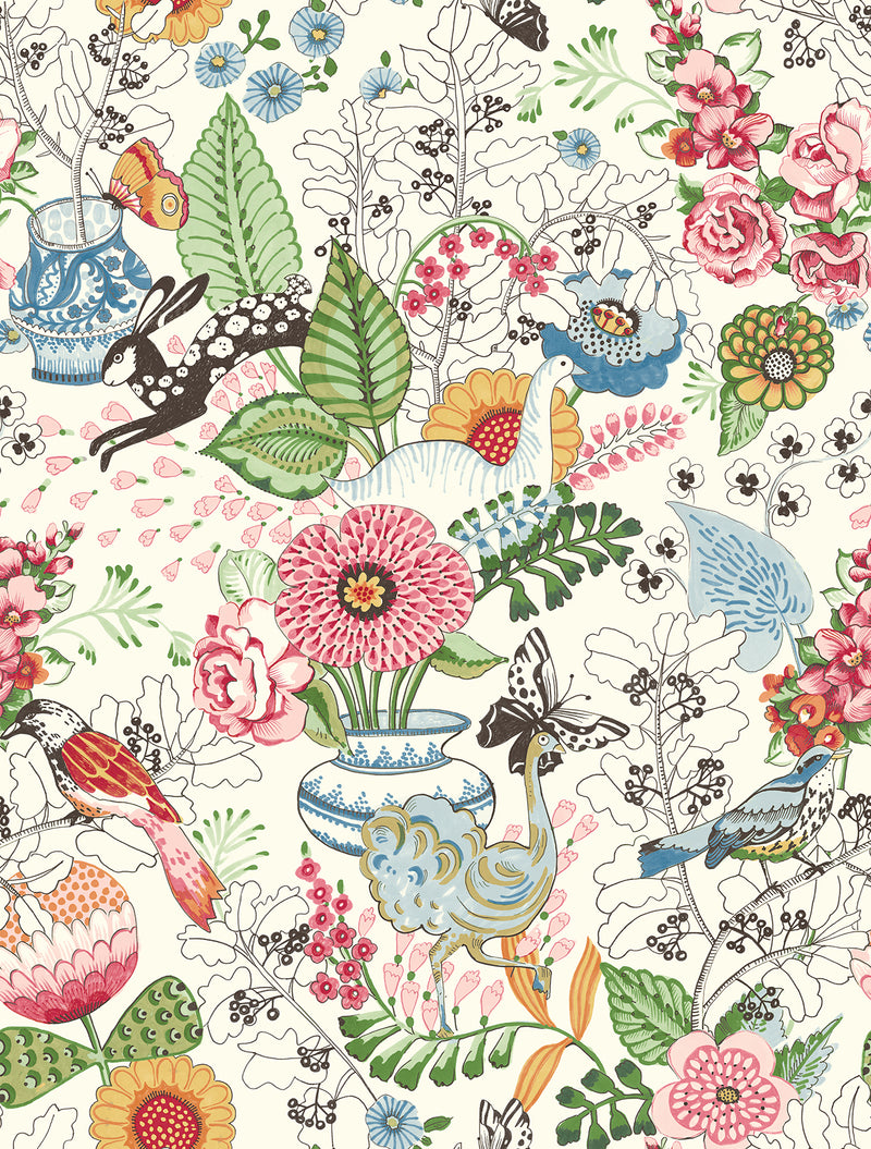 Whimsy Fauna Wallpaper Wallpaper A-Street Prints Double Roll Multicolor 