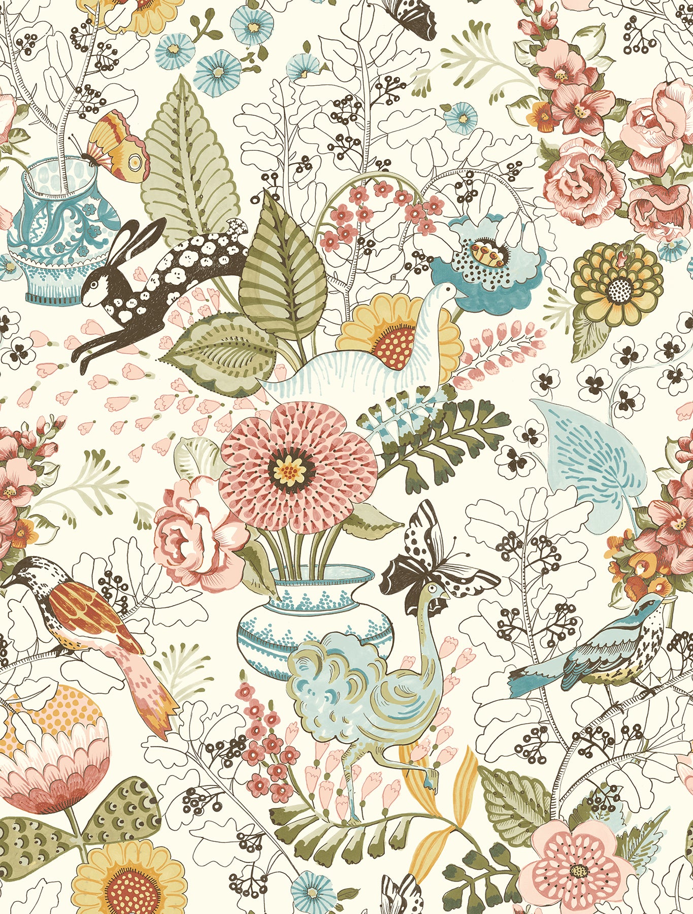 Whimsy Fauna Wallpaper Wallpaper A-Street Prints Double Roll Pink 