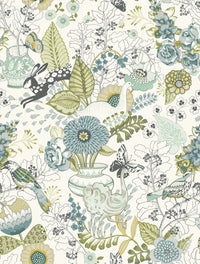 Whimsy Fauna Wallpaper Wallpaper A-Street Prints Double Roll Green 