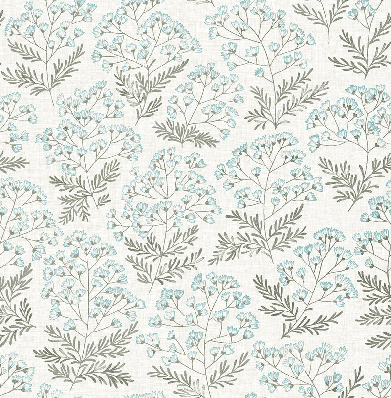 Floret Floral Wallpaper Wallpaper A-Street Prints Double Roll Blue 