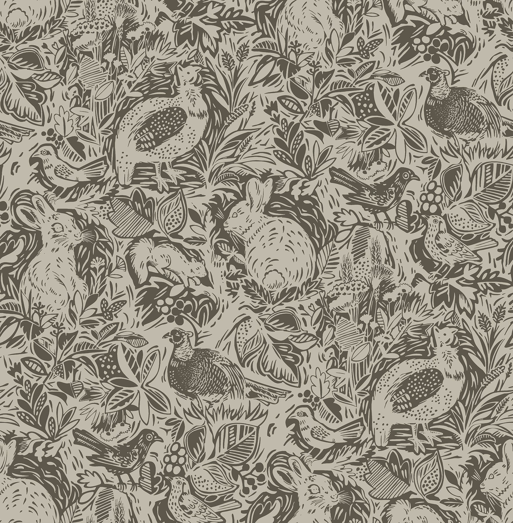 Revival Dark Fauna Wallpaper Wallpaper A-Street Prints Double Roll Brown 
