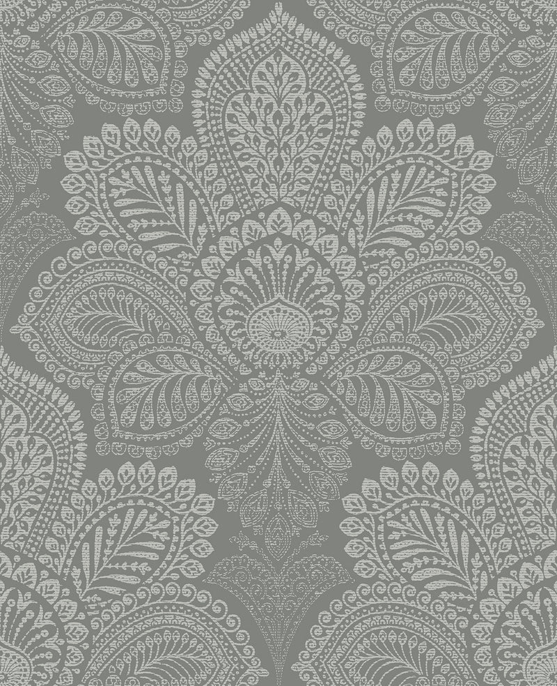 Triumph Medallion Wallpaper Wallpaper A-Street Prints Double Roll Grey 