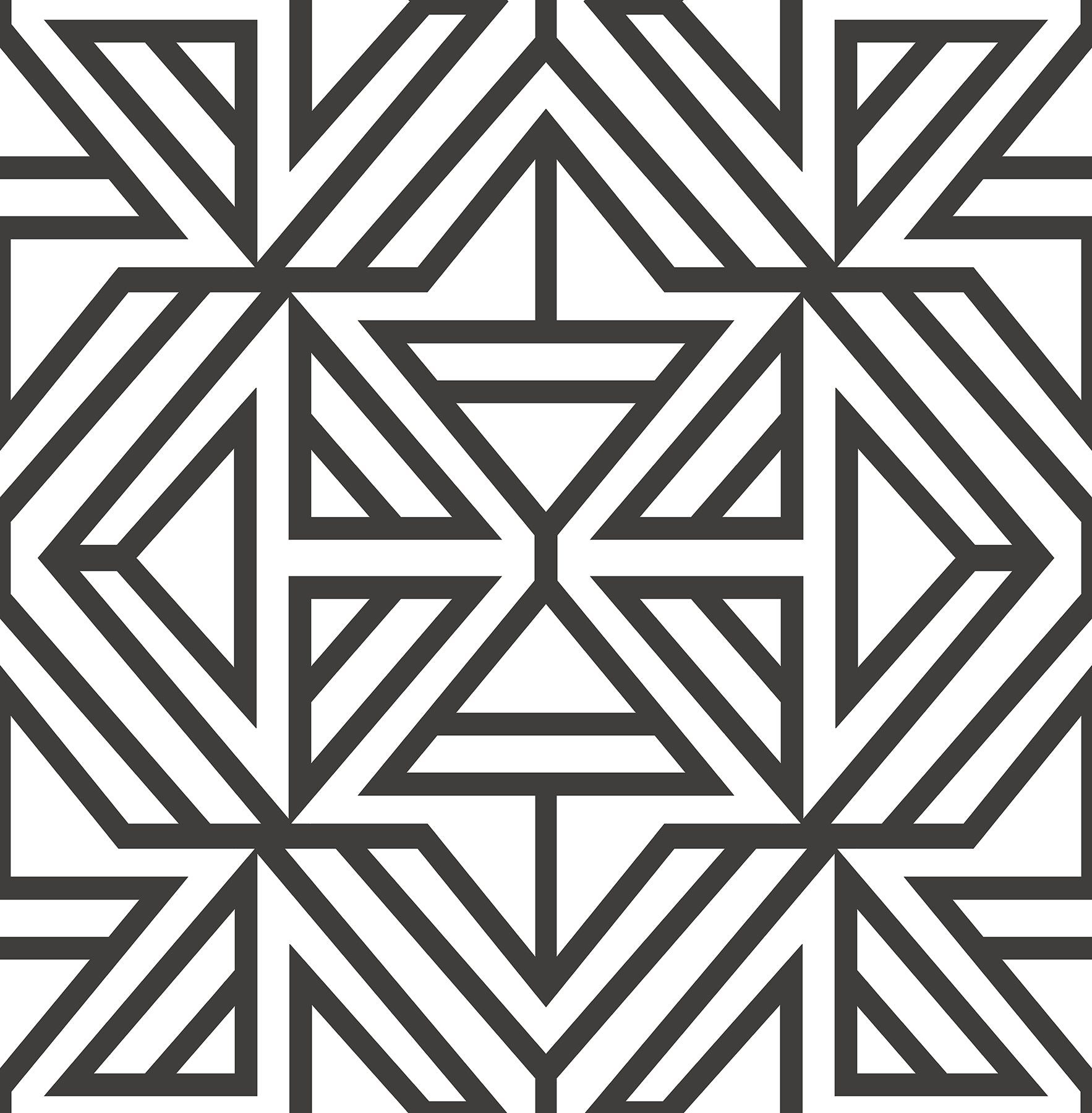 Helios Geometric Wallpaper Wallpaper A-Street Prints Double Roll Black 