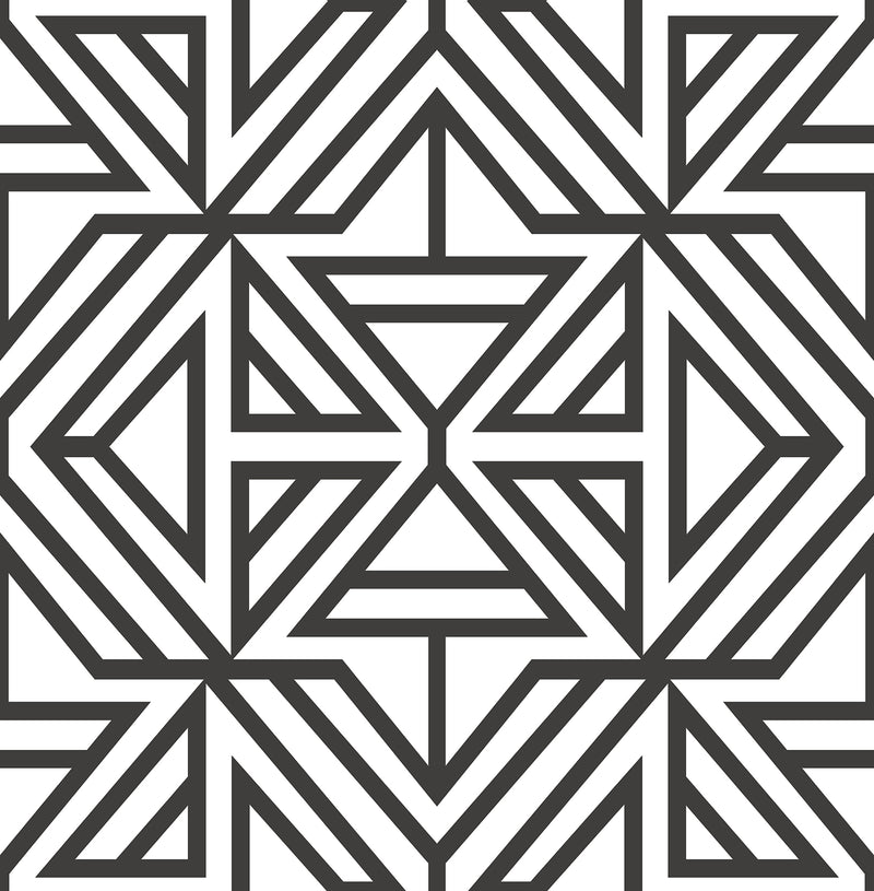 Helios Geometric Wallpaper Wallpaper A-Street Prints Double Roll Black 