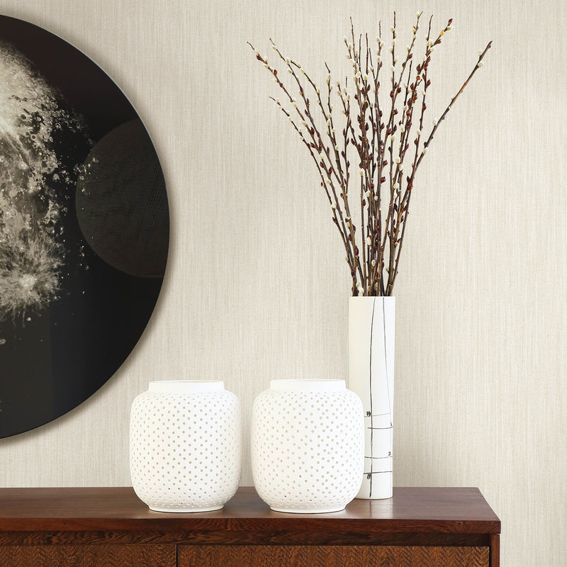 Chenille Faux Linen Wallpaper Wallpaper A-Street Prints   