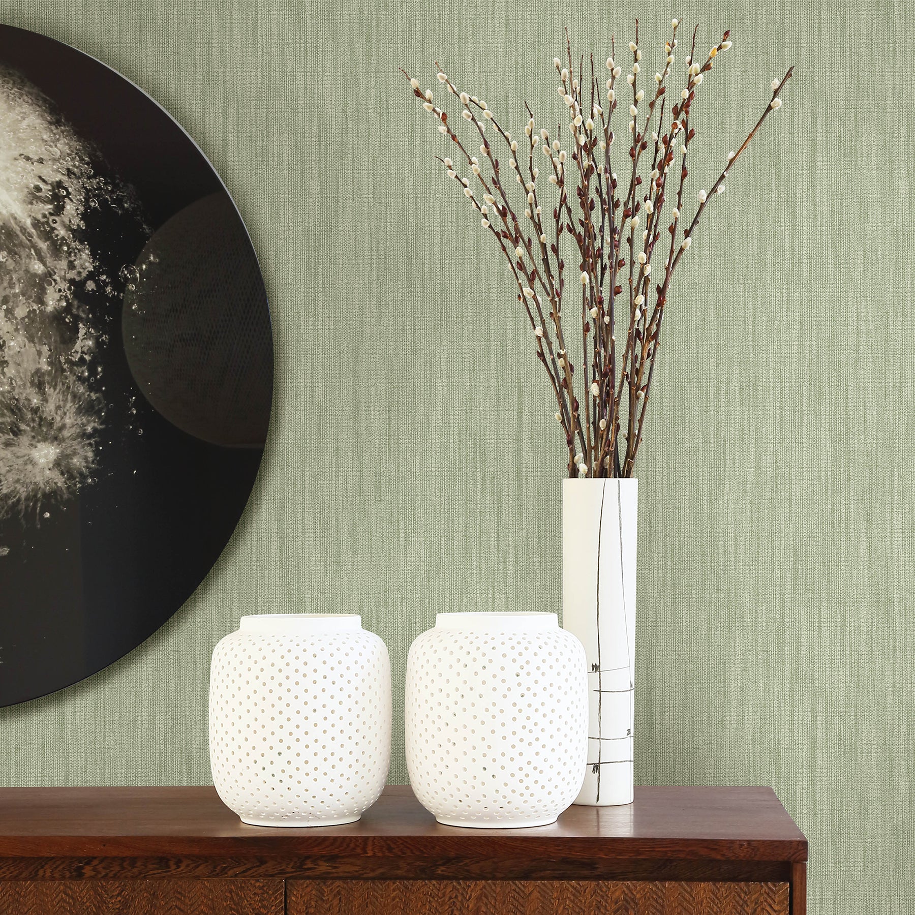 Chenille Faux Linen Wallpaper Wallpaper A-Street Prints   