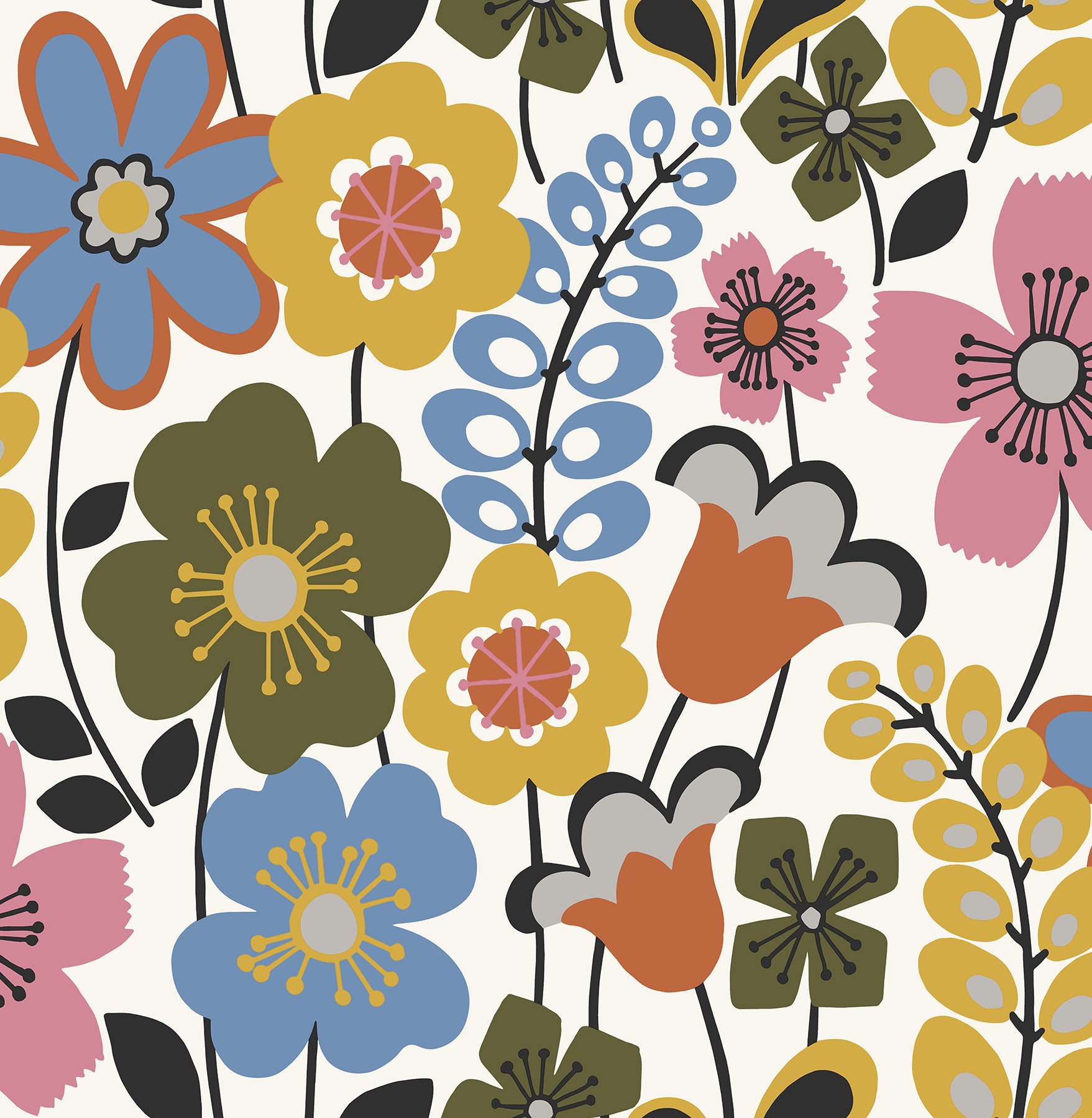 Piper Floral Wallpaper Wallpaper A-Street Prints Double Roll Multicolor 
