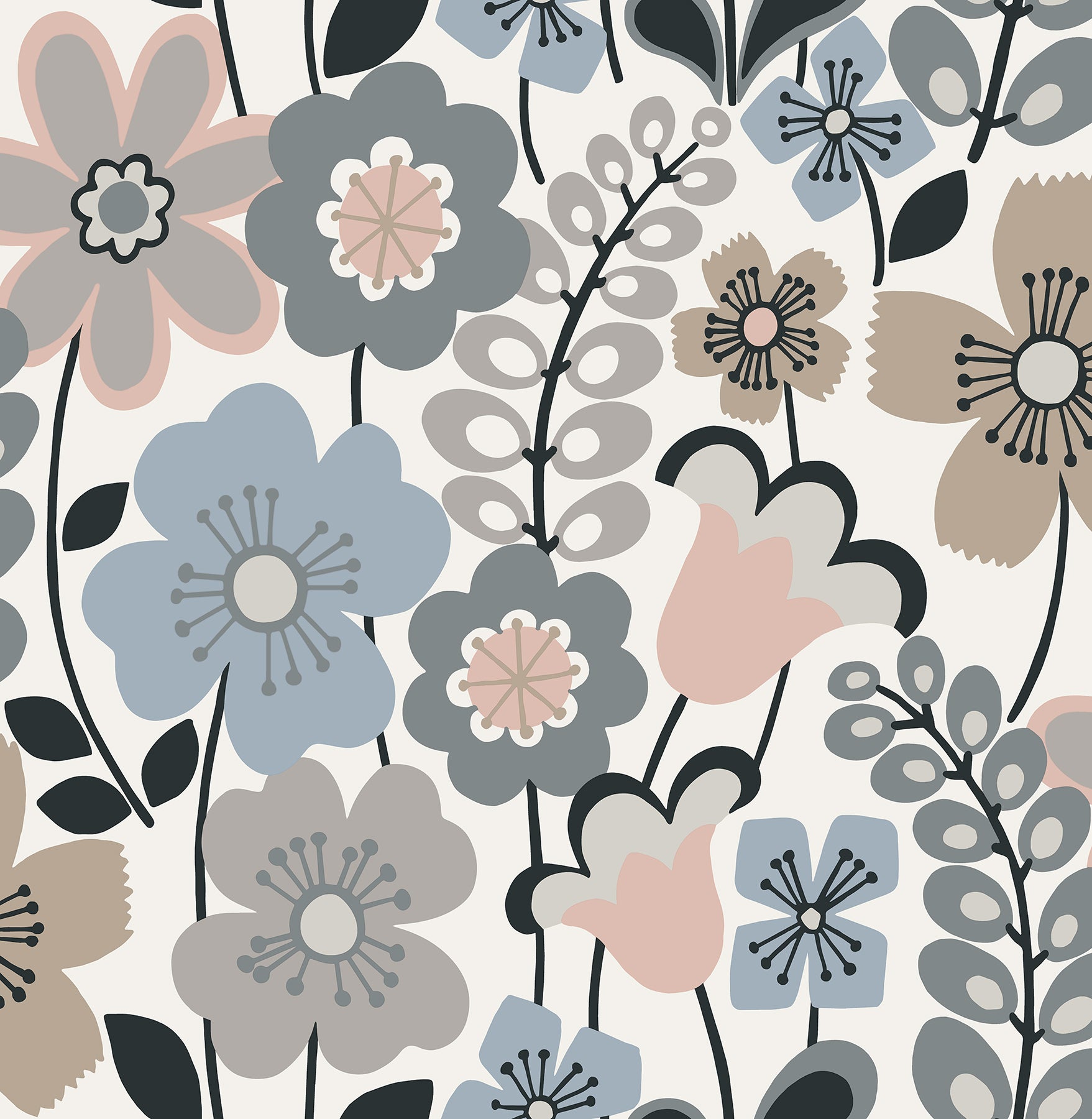 Piper Floral Wallpaper Wallpaper A-Street Prints Double Roll Light Blue 