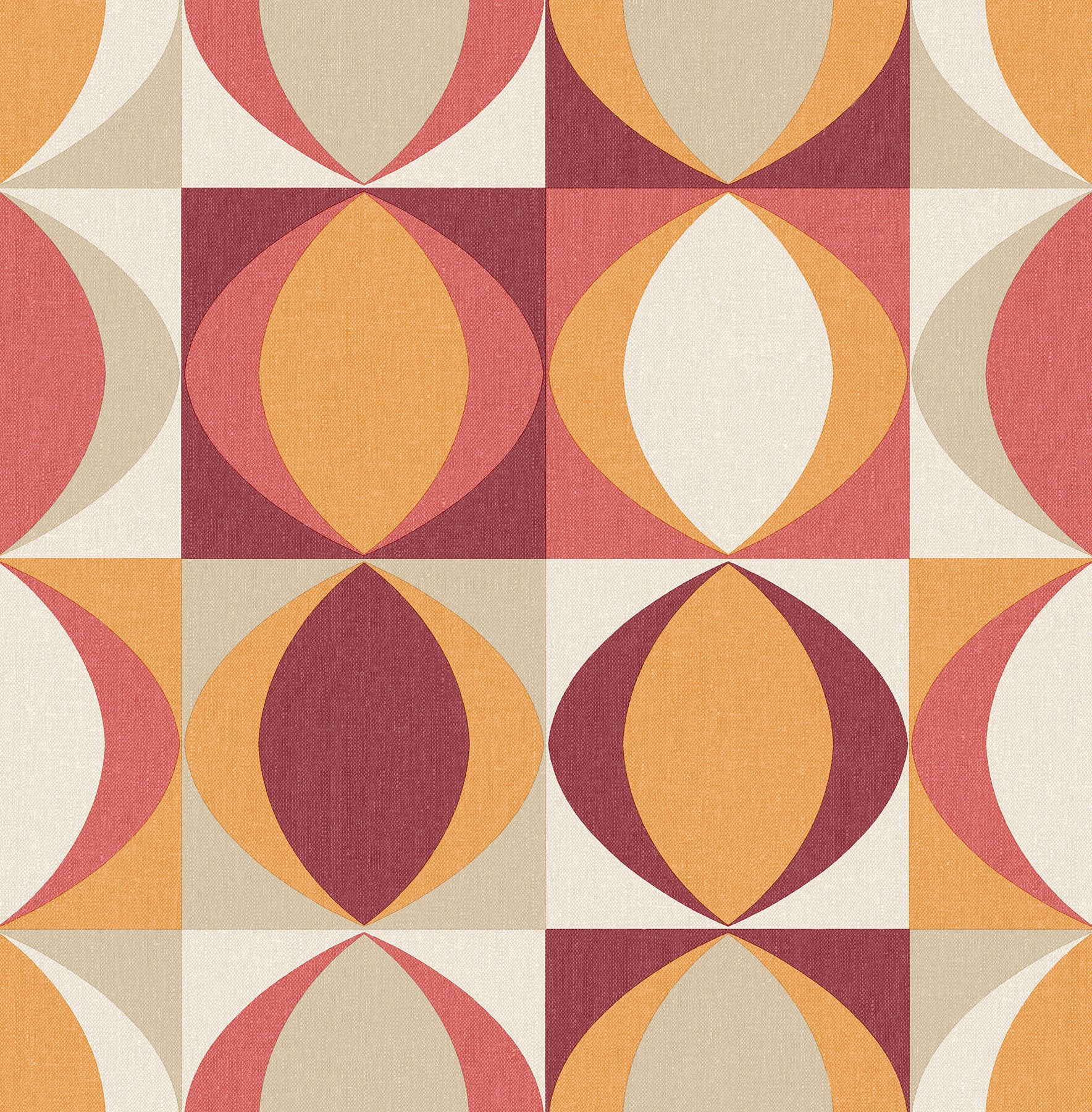Archer Linen Geometric Wallpaper Wallpaper A-Street Prints Double Roll Red 