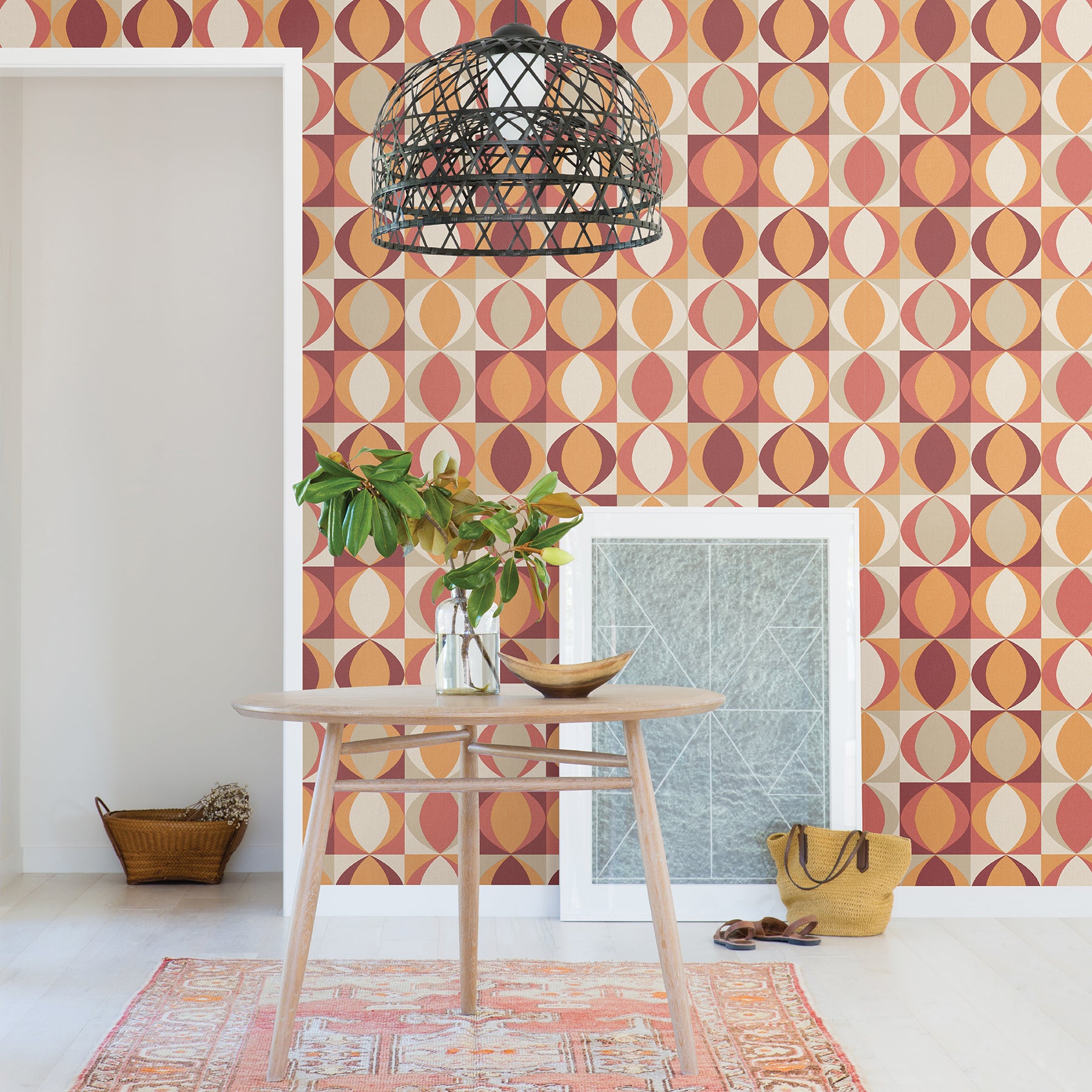 Archer Linen Geometric Wallpaper Wallpaper A-Street Prints   