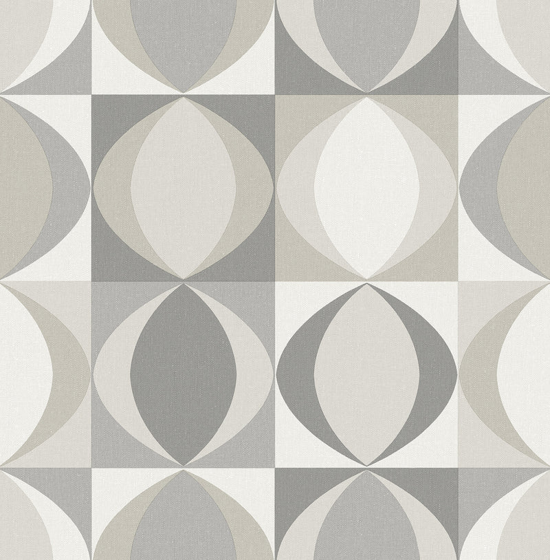 Archer Linen Geometric Wallpaper Wallpaper A-Street Prints Double Roll Grey 