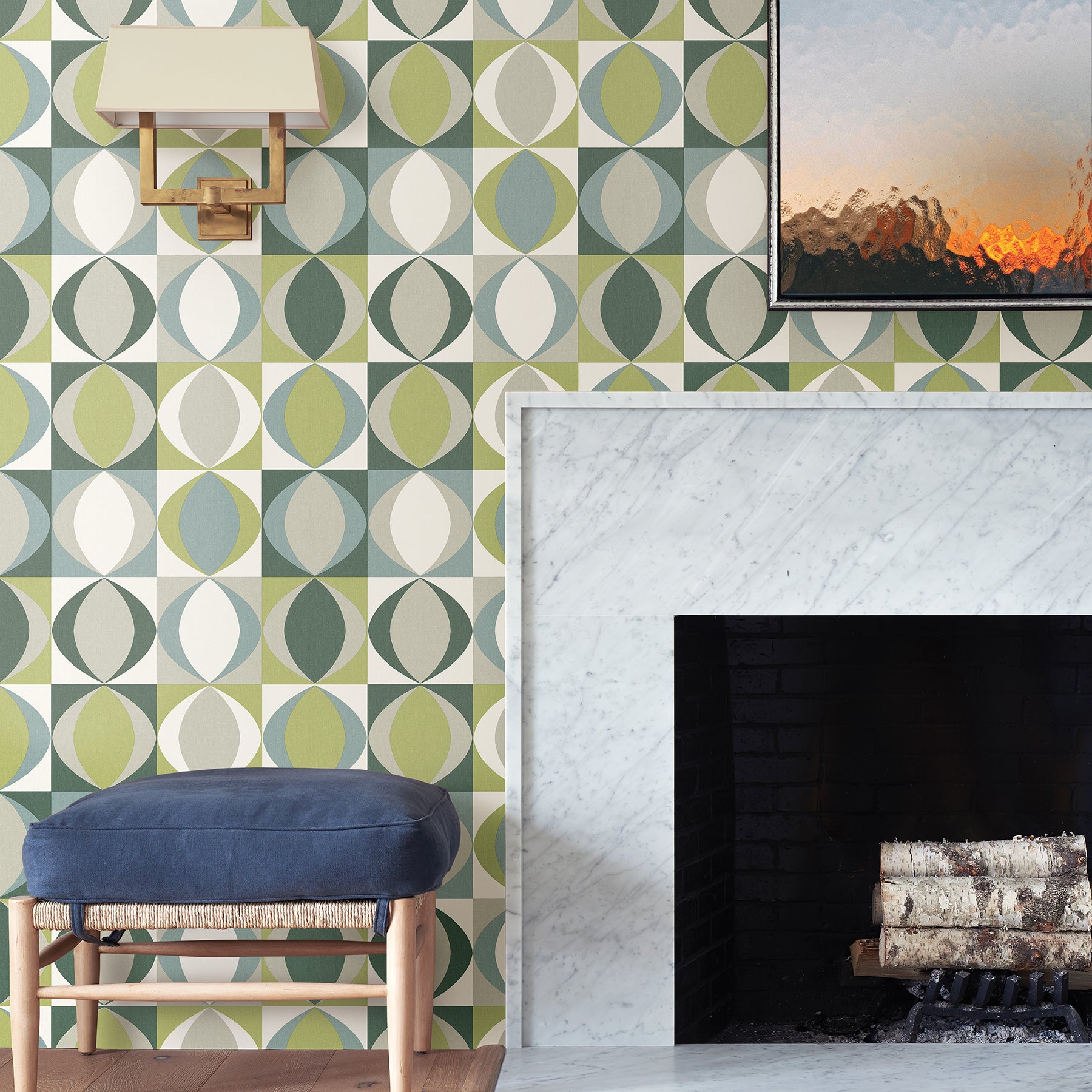 Archer Linen Geometric Wallpaper Wallpaper A-Street Prints   