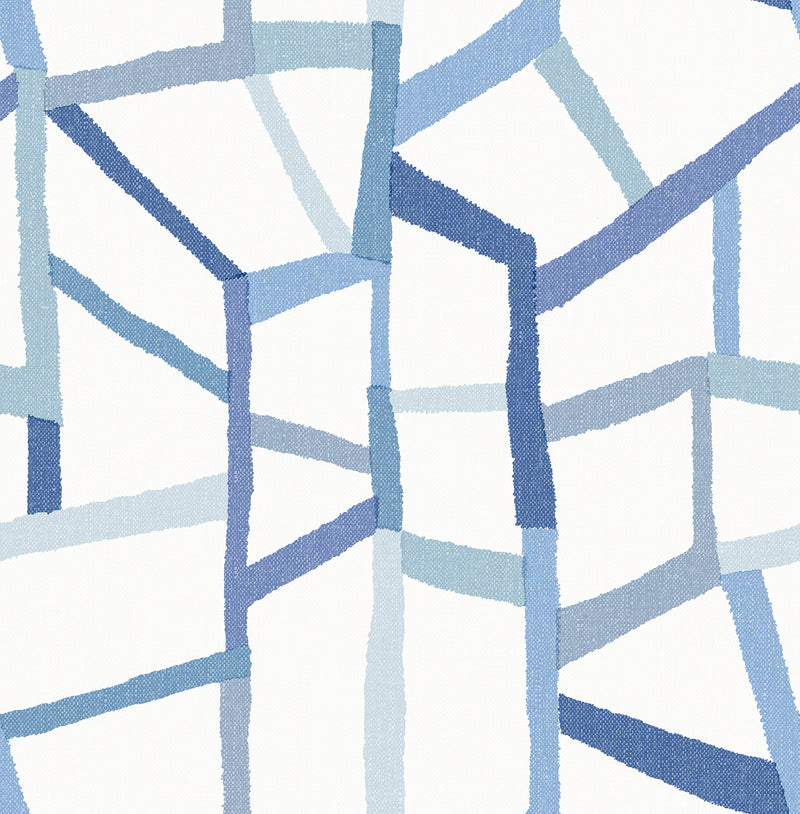Tate Geometric Linen Wallpaper Wallpaper A-Street Prints Double Roll Blue 