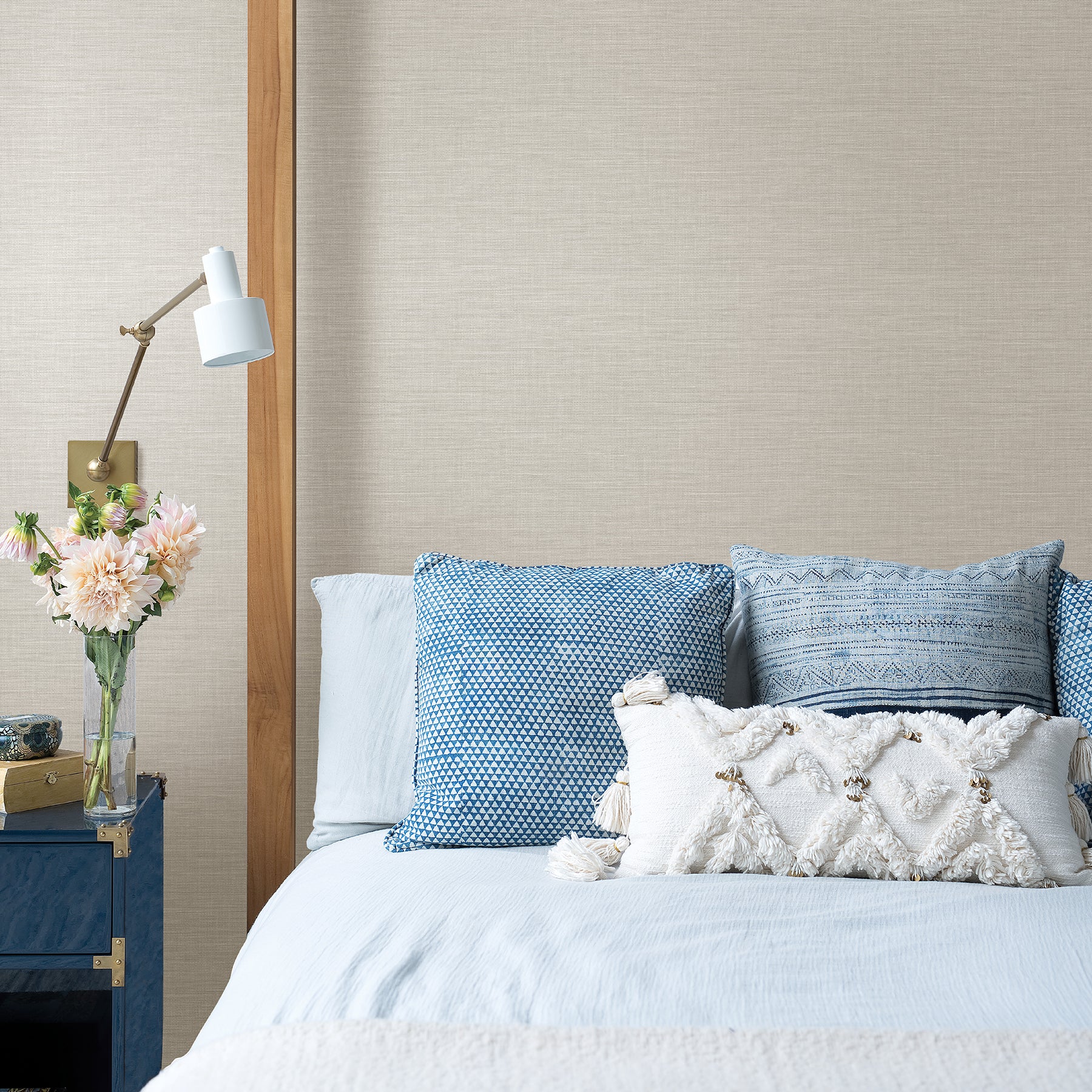 Exhale Faux Grasscloth Wallpaper Wallpaper A-Street Prints   