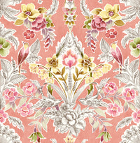 Vera Floral Damask Wallpaper Wallpaper A-Street Prints Double Roll Pink 