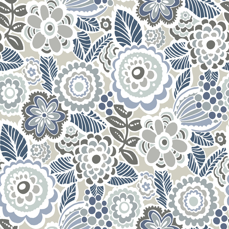 Lucy Floral Wallpaper Wallpaper A-Street Prints Double Roll Grey 