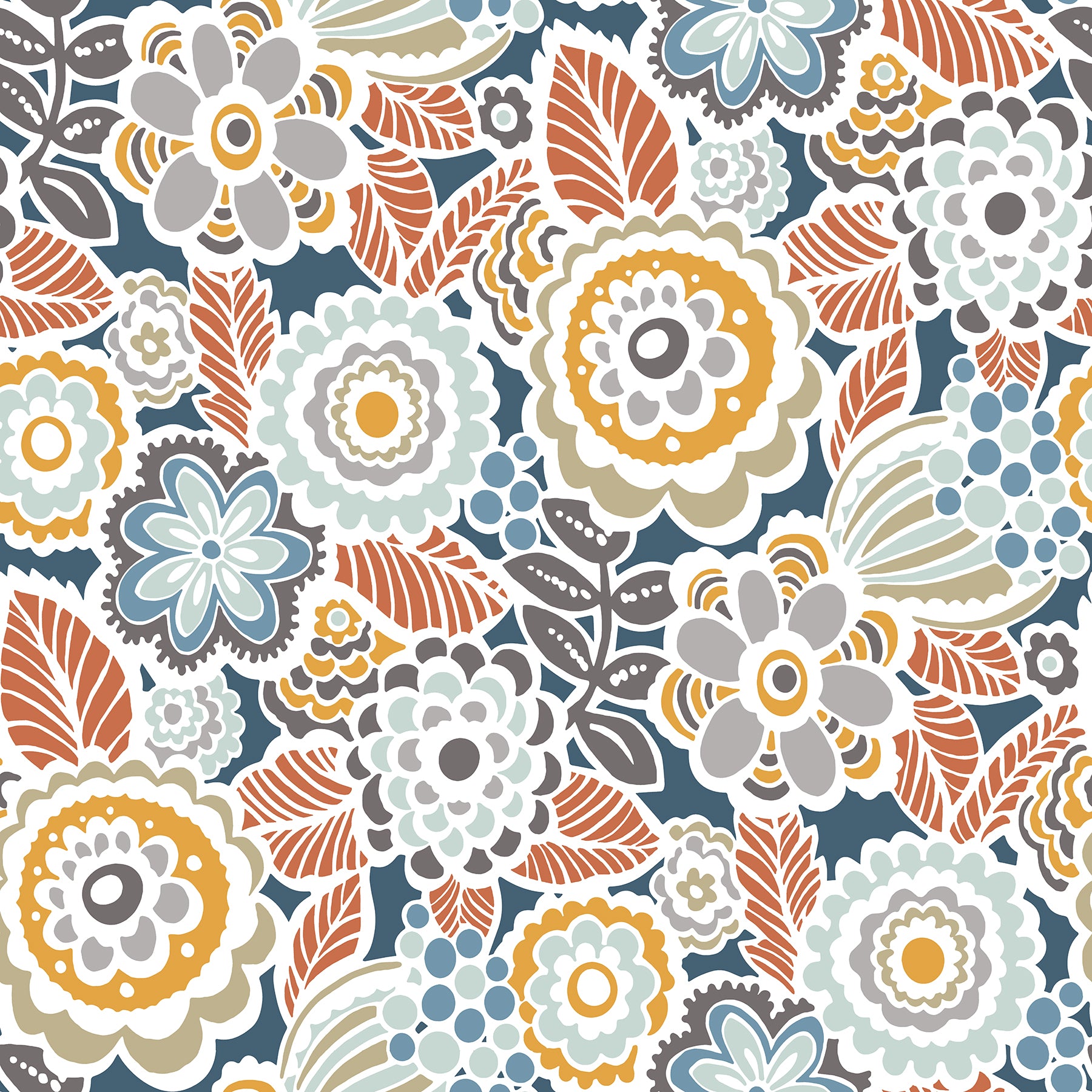 Lucy Floral Wallpaper Wallpaper A-Street Prints Double Roll Navy 