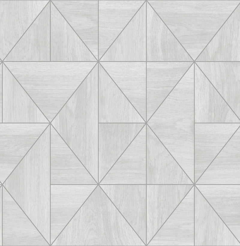 Cheverny Light Geometric Wood Wallpaper Wallpaper A-Street Prints Double Roll Light Grey 