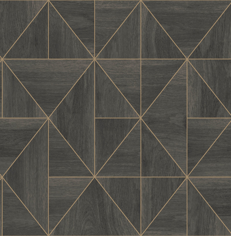 Cheverny Light Geometric Wood Wallpaper Wallpaper A-Street Prints Double Roll Dark Brown 