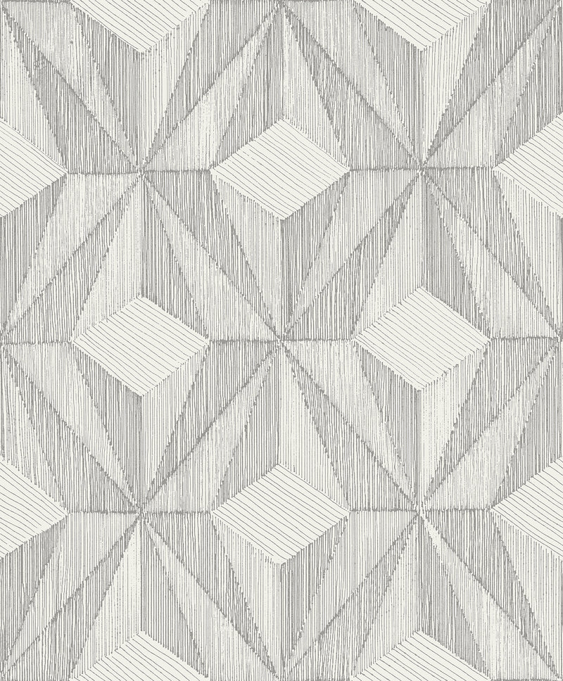 Paragon Geometric Wallpaper Wallpaper A-Street Prints Double Roll Silver 