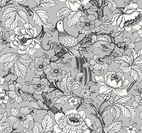 Beaufort Dove Peony Chinoiserie Wallpaper Wallpaper A-Street Prints Double Roll Silver 