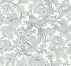 Beaufort Dove Peony Chinoiserie Wallpaper Wallpaper A-Street Prints Double Roll Light Grey 