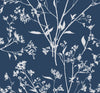 Southport Blush Delicate Branches Wallpaper Wallpaper A-Street Prints Double Roll Navy 