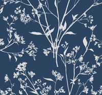 Southport Blush Delicate Branches Wallpaper Wallpaper A-Street Prints Double Roll Navy 
