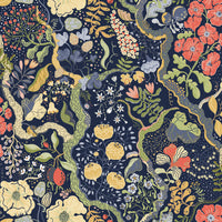 Ann Floral Vines Wallpaper Wallpaper A-Street Prints Double Roll Blue 