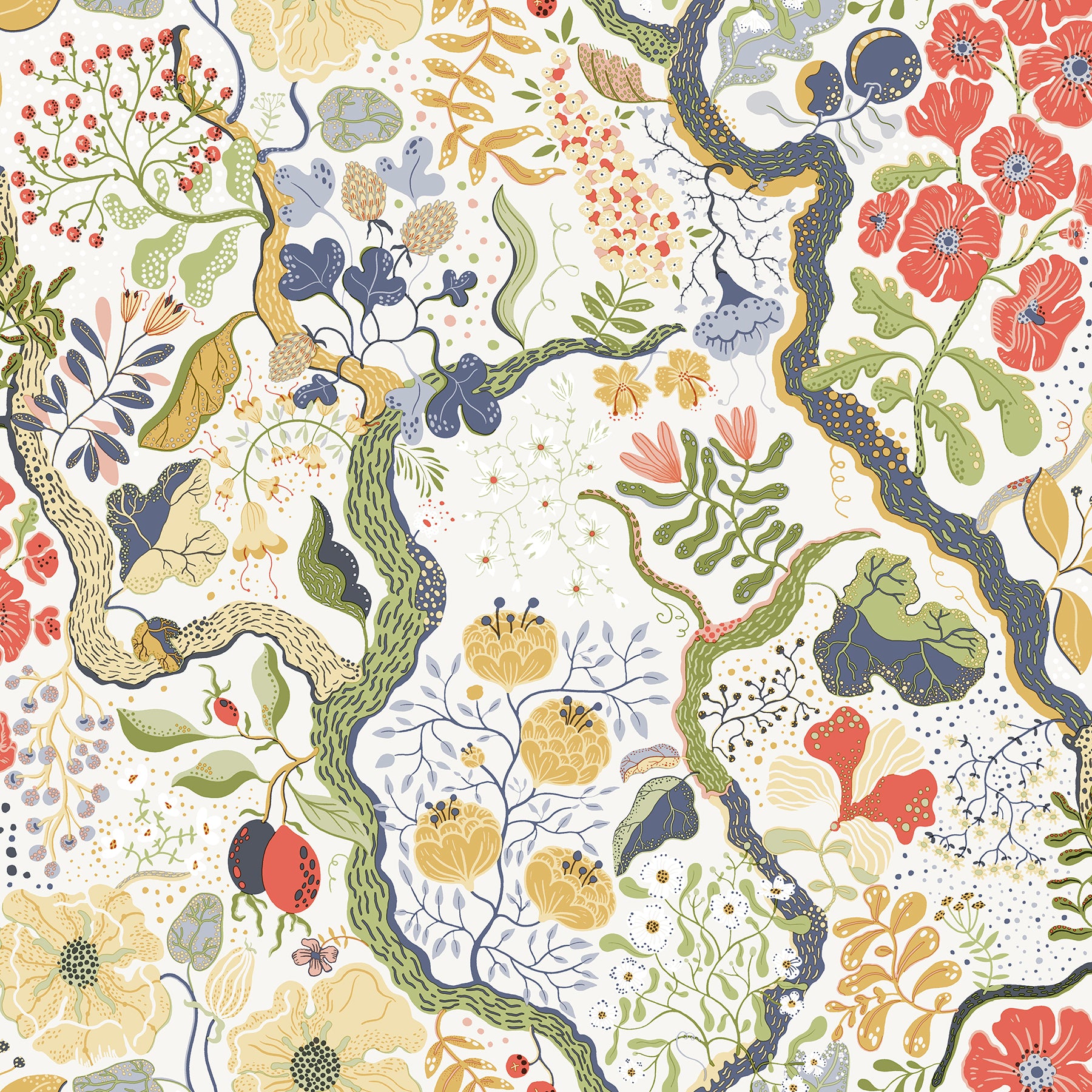 Ann Floral Vines Wallpaper Wallpaper A-Street Prints Double Roll Green 