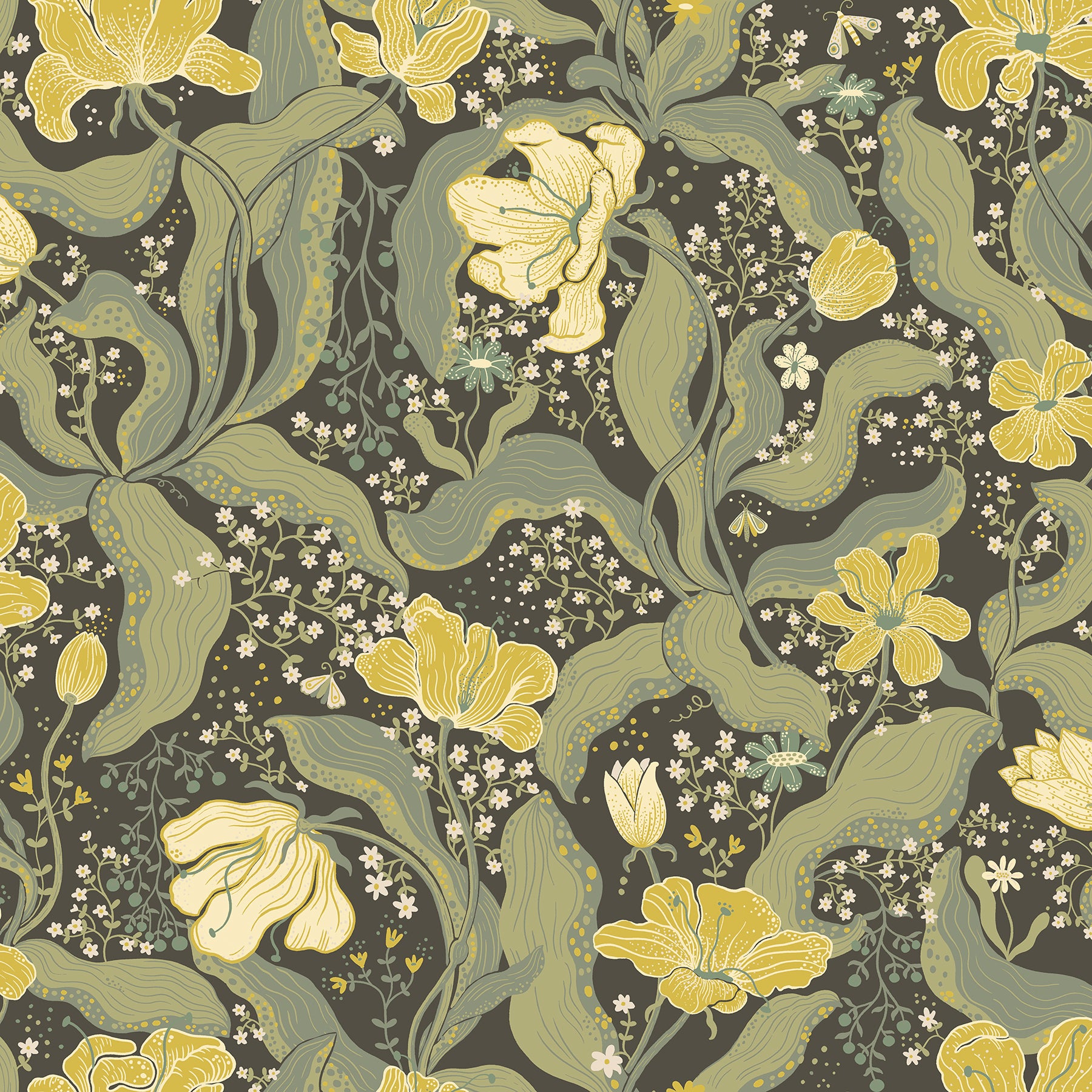Bodri Tulip Garden Wallpaper Wallpaper A-Street Prints Double Roll Green 
