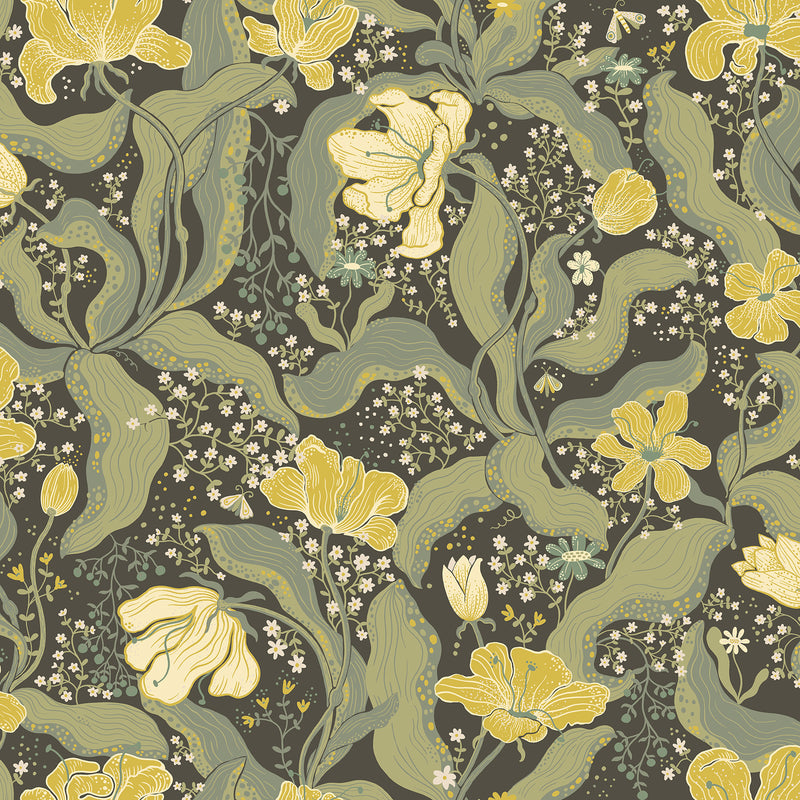 Bodri Tulip Garden Wallpaper Wallpaper A-Street Prints Double Roll Green 