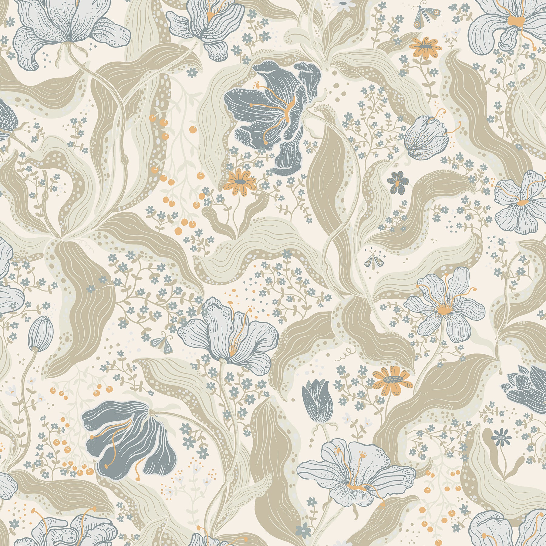 Bodri Tulip Garden Wallpaper Wallpaper A-Street Prints Double Roll Light Blue 