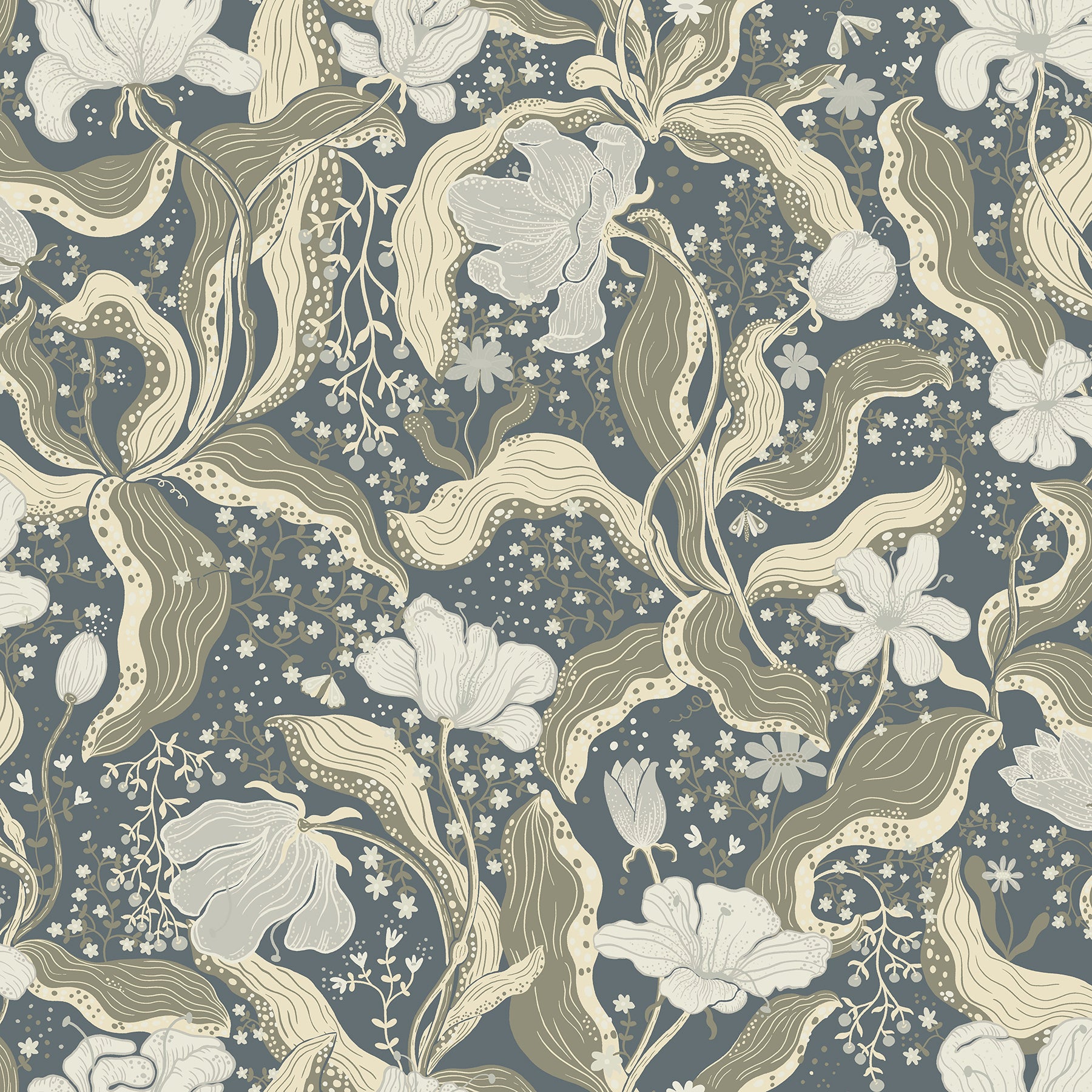 Bodri Tulip Garden Wallpaper Wallpaper A-Street Prints Double Roll Blue 