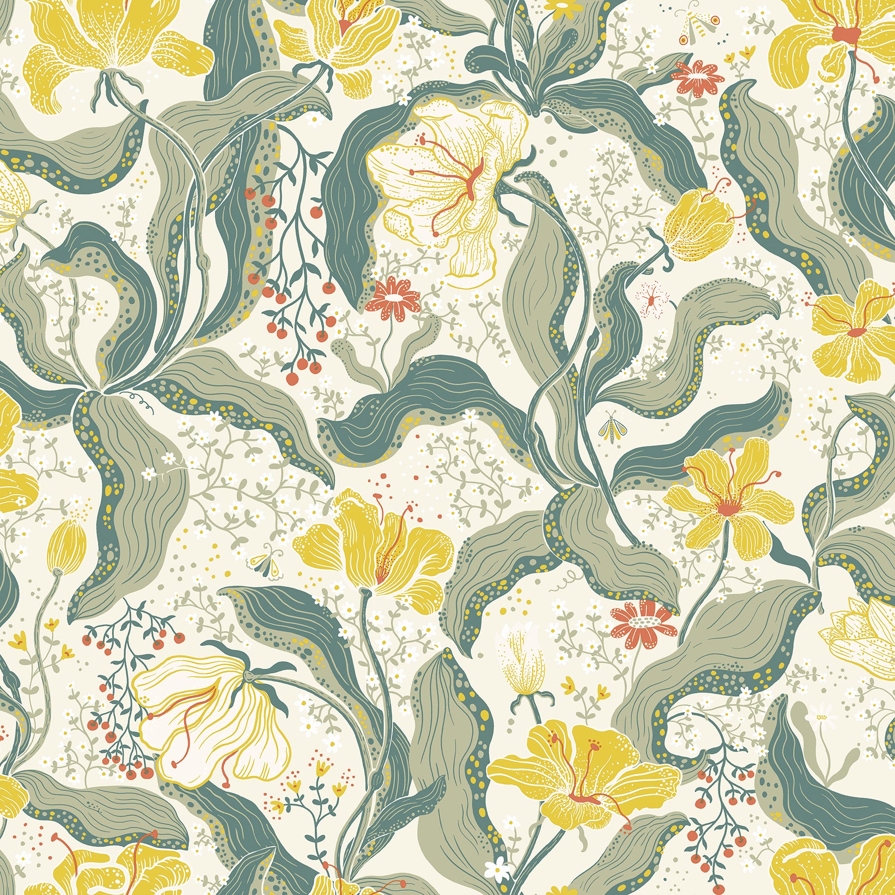 Bodri Tulip Garden Wallpaper Wallpaper A-Street Prints Double Roll Yellow 